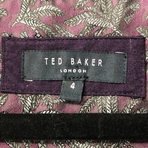 Ted Baker Rib Knit Sweater Mock Neck 1/4 Zip Up Long Sleeve Pocket Purple Size 4 - Picture 7 of 10